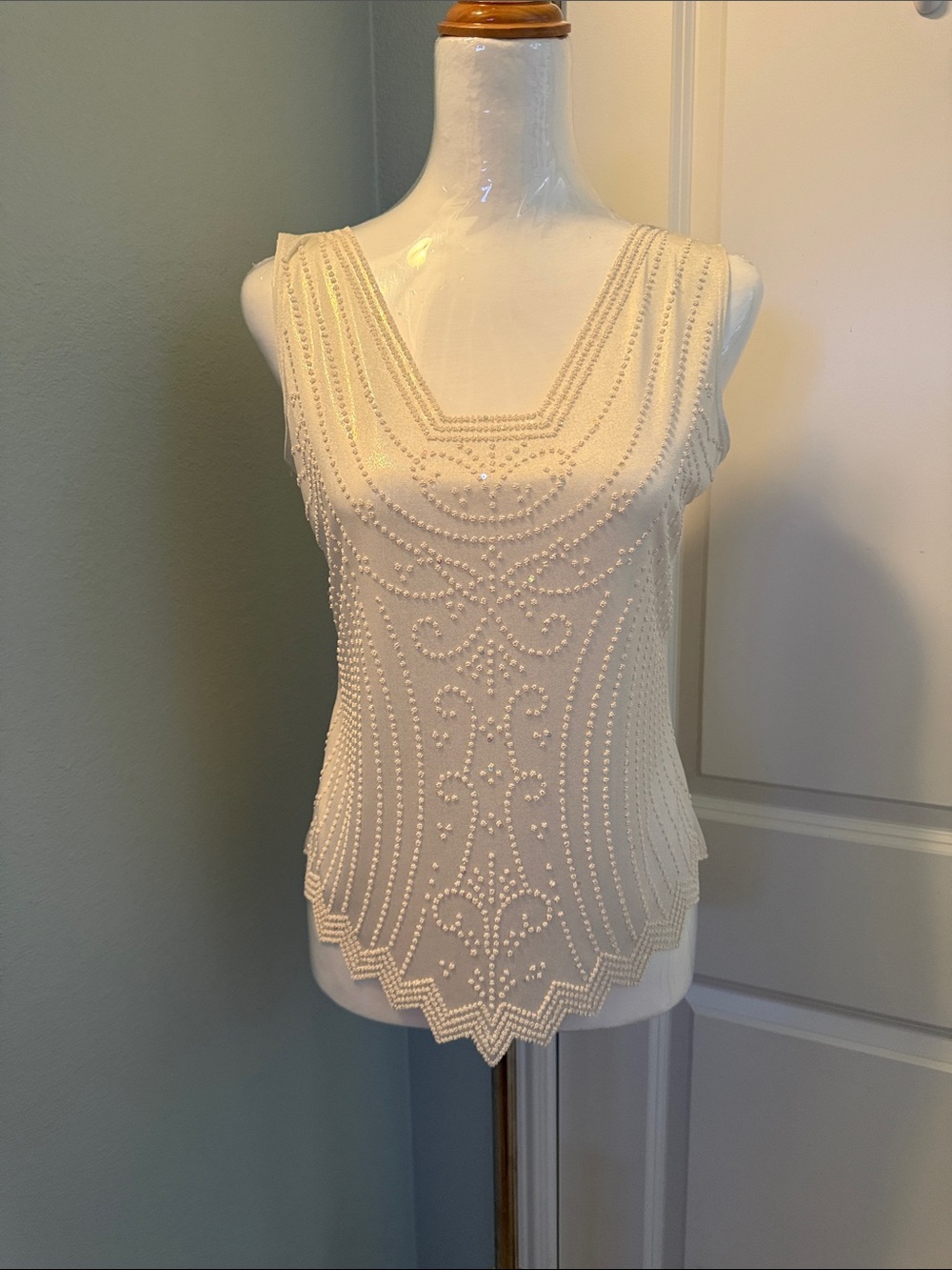 Ivory Beaded Sleeveless Camisole